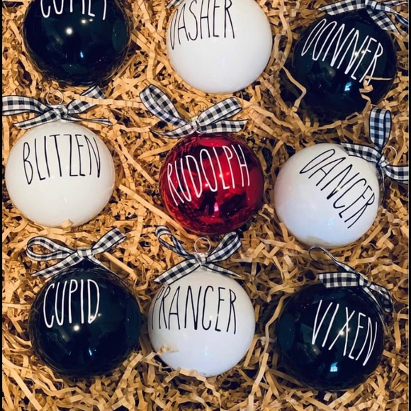 Personalized Christmas ornaments with ribbon choice red black or white gift - Picture 5 of 7